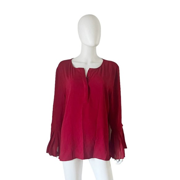 Chico's Pleated Sleeve Pullover Blouse Red Size 3 16/18 - Picture 1 of 4